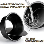 6 Inch Round Cake Pan Set of 3, Nonstick Coating Baking Round Cake Pans with Remvable Bottom for Birthday Layered Cakes,Party, Circle Cake Tins With Wider Grips for Oven Air Fryer, Black