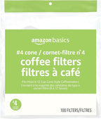 Amazon Basics Number 4 Cone Coffee Filters for 8-12 Cup Coffee Makers, White, 100 Count (Pack of 8)