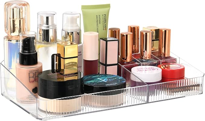 ZHIAI stackable storage drawers, acrylic storage rack, cosmetics and beauty products organizer, suitable for makeup room, bathroom, pantry, home bedroom storage
