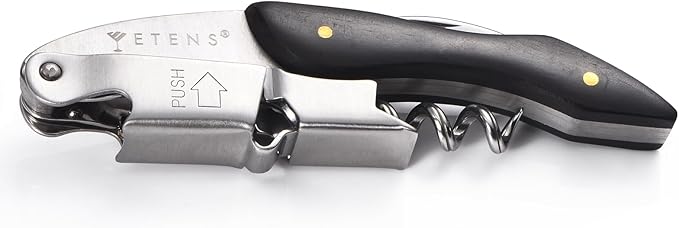 Etens Professional Wine Opener - Double Hinge Corkscrew with Foil Cutter & Cap Remover, Manual Wine Key for Bartenders & Servers