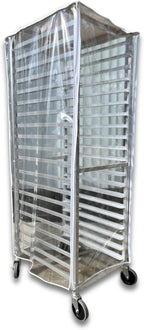 Bakery Food Pan Sheet Rack Cover – Heavy Duty PVC Vinyl Zippered Bun Pan Rack Cover – Long-lasting Use Durable Covers with 3 Zippers – Made in USA (Transparent, 23"W x 28"L x 61"H)