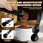 Coffee Scoop & Funnel for K-Cups Reusable, Coffee Spoon with Slide Scoop Measuring Scoo p with Funnel for Filling Water Bottles for Ground Coffe e Protein Powder without Spilling (black2)