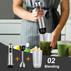 Immersion Hand Blender Multi-Purpose 220V 5 IN 1 Blender Heavy Duty Copper Motor Stainless Steel Finish Includes Whisk Attachment, Chopper and Smoothies Cup (HB3302 EU Plug)