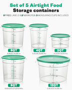 12QT NSF Food Storage Containers: 8 PCS [Food Grade][Hot&Cold Resistant] Commercial Clear Round Food Storage Containers with Scales Handles for Home Restaurant Kitchen Proof Dough(GREEN N)