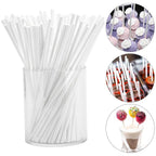 200Pcs 6 Inch White Paper Lollipop Sticks, Paper Sucker Sticks, Cake Pop Stick for Cake Toppers, Chocolate, Cookie, Rainbow Candy ﻿