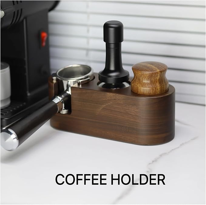 Walnut Wood Coffee Filter Holder, Espresso Tamper Mat Stand, Coffee Maker Support Base Rack, Barista Accessories(Yellow)