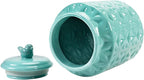 MyGift Vintage Turquoise Ceramic Kitchen Jar with Lid, Cookie Jar Storage Containers Airtight with Embossed Star and Bird Design