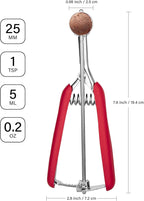 Extra Small Cookie Scoop, 1 Teaspoon Cookie Scoop, Mini Ice Cream Scoop for Melon Baller, Cookie Dough, 0.2oz / 25mm, Easy Squeeze & Release, Red