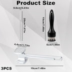 2 Pack Meat Tenderizer Set with Cleaning Brush, 21 Needle Stainless Steel Meat Tenderizer Tool Plus Small Square Head Meat Hammer for Chicken, Steak and Beef Preparation, Black Storage Bag Included