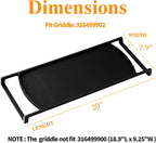 Upgraded 316499902 Griddle Replacement for Frigidaire Gas Stove Griddle 20"x7.9" Cast Iron Center Burner Griddle Plate Frigidaire Gallery Gas Range Cooktop Parts Stovetop Middle Flat Top Griddle Pan