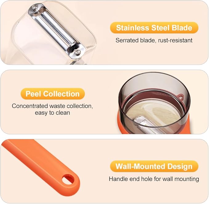 2 Pcs Peeling Knife with Storage Box, 2025 New Vegetable Peeler with Container, Kitchen Multi Function Veggie Peeler for Kids Adults, Fruit and Vegetable Peeling Knife with Catcher (Set)