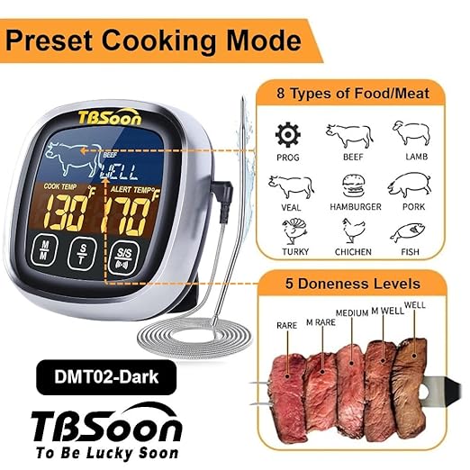 Multifunctional Digital Thermometer for Cooking,Food Thermometer+Thermometer Alarm+Kitchen Timer,Large Color Screen,Instant Read,Fast Response,grill bbq accessories,Kitchen Oven Meat Thermometer-DMT02