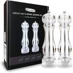 salt and pepper grinder mill set refillable large,the best transparent acrylic grinders for whole peppercorn and himalayan salt