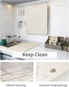 AMOAMI-Dish Drying Mats for Kitchen Counter-Silicone Dish Drying Mat-Kitchen Dish Drying Pad Heat Resistant Mat-Kitchen Gadgets Kitchen Accessories Kitchen Small Appliances(16" x 18", BEIGE)