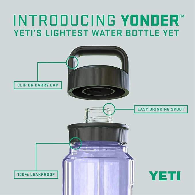 YETI Yonder Water Bottle with Yonder Chug Cap, Lightweight, Leakproof and BPA-Free