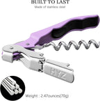 HYZ 2-Pack Wine Opener Waiter Corkscrew, Professional Wine Key for Servers, Bartender with Foil Cutter, Manual Wine Bottle Opener Double Hinged (Lilac)