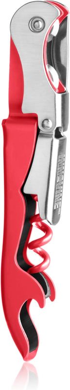Innovine Double Hinge Corkscrew, Stainless Steel Wine Opener with Dual Leverage and Built-In Foil Cutter, Perfect for Home Bar, Travel, Camping, Picnic, Outdoor Party, Set of 1, Raspberry