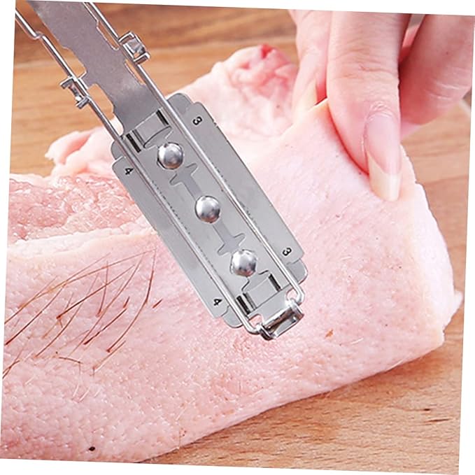 Ipetboom 2pcs Shaver Household Gadgets Pork Skin Hair Remover Razor Scraper Kitchen Pig Hair Kitchen Gadget Tool Pig Scraping Device Meat Pork Tools Animal Stainless Steel Handle
