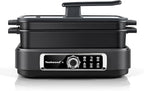 Electric Skillet, Techwood 7.5-Quart 2-in-1 Versatile Multi-Cooker with 5-Level Heat Settings, Come with Removable Non-stick Skillet Pan& Cooking Pot, Dishwasher Safe, 1500W, Black (Black)