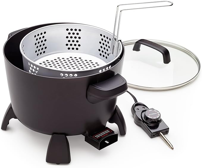 Presto 8-Quart Big Kettle, Steamer and Deep Fryer Multi-Cooker, Black