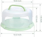 Cake Carrier with Lid and Handle, Fit 10’’ Cake Stand with Lid, Cake Transport Storage Container, Cake Containers Cover Stand with Lids, 3 Secure Side Closures (Green)