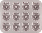 CHEFMADE Donut Mold Cake Pan, 12-Cavity Non-Stick Bear-shaped Doughnut Bakeware for Oven Baking (Champagne Gold)