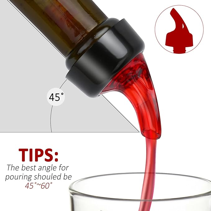 Automatic Measured Bottle Pourer - Quick Shot Spirit Liquor Pour Spouts with Dust Caps for Wine Cocktail Beverages - Ideal Home Bar Tools 1.5 oz / 45ml (Red, 12 Pack)