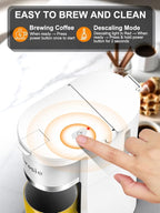 Small Single Serve Coffee Maker, Fast Brew for K-Cup & Ground Coffee, 6-12 Oz Brew Sizes, One-Button Single Cup Coffee Maker, Coffee Machine with Descaling Reminder,White,9.45 Inches