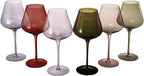 Khen Colored Crystal Wine Glass Set of 6, Large 20 OZ Glasses, Fall Leaves Terracotta Bright Italian Style Tall Stemmed Drinkware Red & White Wine, Water Dinner Glasses, Color Glassware Stemmed
