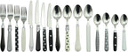 The Original Brink House Eclectic Black & White Mix & Match Stainless Steel Cutlery Set / 16 pieces with Metal Stand/Lifestyle utensils set for home, first apartment, dorm, dinner parties