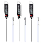 Copkim 3 Set Waterproof Food Thermometer for Water, Liquid, Candle and Cooking Digital Meat Thermometer with Long Probe Instant Read for Kitchen BBQ Grill Candy (White)