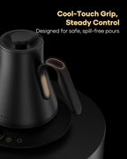 Cocinare Barista Collection Gooseneck Electric Kettle, ±1℉ Precise Temperature Control for Pour-Over Coffee & Tea, Quick Heating 1500W, Stainless Steel Interior, 0.9L (Matte Black)