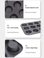1 Pack black stainless steel muffin pan，muffin pans nonstick 12，cupcake tin，cup cake pans for baking