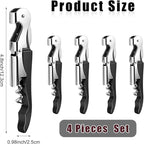 4 Pieces Professional Waiter Corkscrew Wine Openers, Black Wine Keys Opener Stainless Steel Hinges Serrated Foil Cutter for Restaurant Waiters, Sommelier, Bartenders (Black)