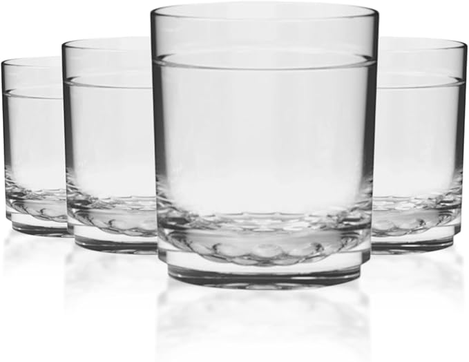 Drinique Unbreakable 12 Oz Drinking Glasses, Set of 4 - Tritan Plastic Shatterproof Tumbler Water Glasses, Drinking Cups, BPA-Free, Dishwasher Safe Alternative Glass Cups Set, 12 Ounces, Clear
