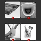 Utensil Drying Holder, Wall Mounted Utensil Organizer with Lid Multifunctional Chopstick Cage Punch Free Dustproof Draining Cage Kitchen Utensil Holder(Basic Black)