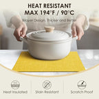 Placemats Set of 4, Bilayer Thickened Linen Place Mats Heat Resistant Machine Washable Wrinkle Free Carefully Selected Polyester Mats for Kitchen/Dining/Coffee Table (Yellow)