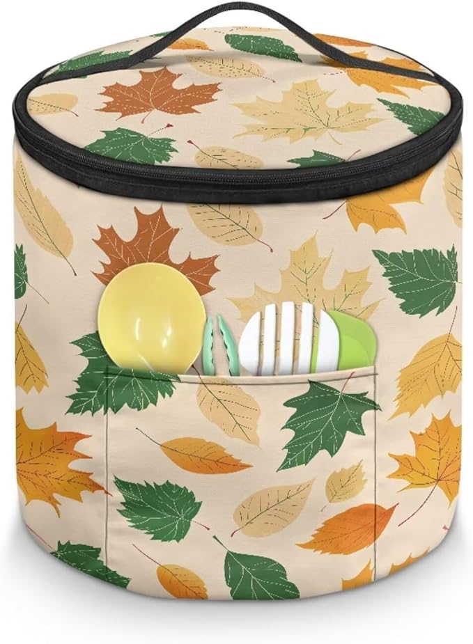 Thanksgiving Electric Pressure Cooker Storage Bag Kitchen Appliance Protective Pressure Cooker Insulation Bag for Women, Fallen Leaf