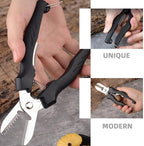Heavy Duty Walnut Cracker and Chestnut Opener Tool, Black Metal Nutcracker with Portable Sheller Function for Hazelnut and Pistachio Peeling, Kitchen Specialty Gadget for Home Use