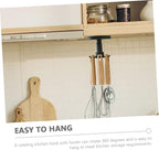 Luxshiny 3pcs Kitchen Utensil Hooks Wall Mount Rotating Storage Organizer Set Black Top Hanging Hooks for Kitchen Cabinets and Cooking Utensils