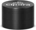 2.5" Manual 3-Piece Zinc Grinder with Large Bottom Chamber (Black)