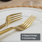Alata Cube Matte Gold 40-Piece Flatware Set, Forged Cutlery Set, Service for 8, Stainless Steel Tableware with Square Handle for Home/Restaurant, Dishwasher Safe