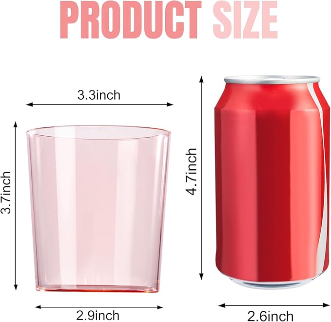 Liacere Plastic Drinking Glasses (Set of 12) 14 oz Pink Reusable Plastic Glasses Colors，Kitchen Water Glasses Cup,Bar Tumbler Glassware Set for Beer, Juice, Cocktail, Whiskey for Valentine’s Day