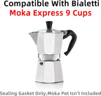 [UPGRADED] Sealing Gasket for Bialetti Moka Express 9 Cups Iconic Stovetop Espresso Maker - 6 PCS Replacement Food Grade Silicone Seal Ring for Aluminum Stovetop Coffee Maker Pots