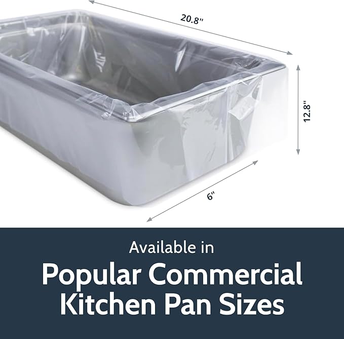 PanSaver RC Clear Liners for Easy Clean Up - Disposable Buffet Pan Liners, Ovenable up to 400F - Clear (Half Pan - Medium & Deep | 23 x 14 IN)
