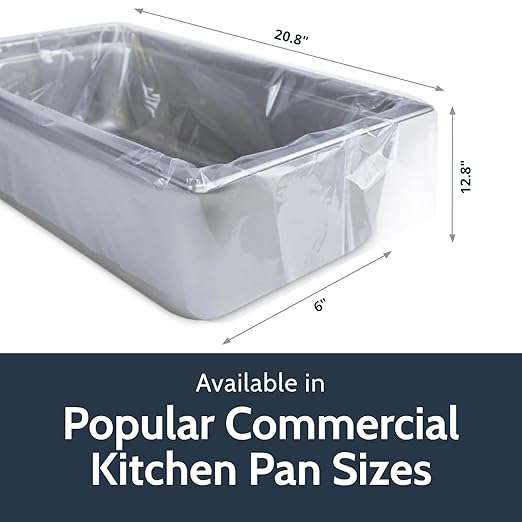 PanSaver Low Temperature Liners for Easy Clean Up - Disposable Buffet Pan Liners, Ovenable up to 220F - Clear (Half Pan - Medium & Deep | 23 x 16 IN)