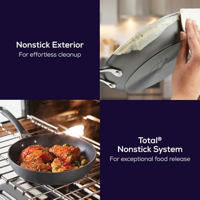 Circulon Radiance Deep Hard Anodized Nonstick Frying Pan /Skillet with Lid - 12 Inch, Gray