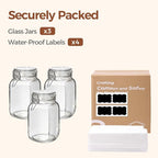 ComSaf Set of 3 Square Glass Jars with Airtight Lids (51 Oz), Wire Clamp Canisters for Pickling, Kombucha & Bulk Food, Wide Mouth Canning Jars for Space Saving Kitchen & Pantry Organization