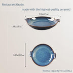 Ceramics Au Gratin baking Dishes Set of 2, Baking Tray Bake ware, 10.5 oz Ramekins, for Pie Pan, Appetizer, Tart, Dessert, Quiche, Oven Small dish, individual dishes, Round 9 Inch