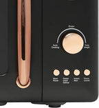 Haden 700 Watt 0.7 Cubic Foot Microwave Oven with Digital Controls, Defrost, and Instant Start Countertop Small Appliance, Black/Copper
